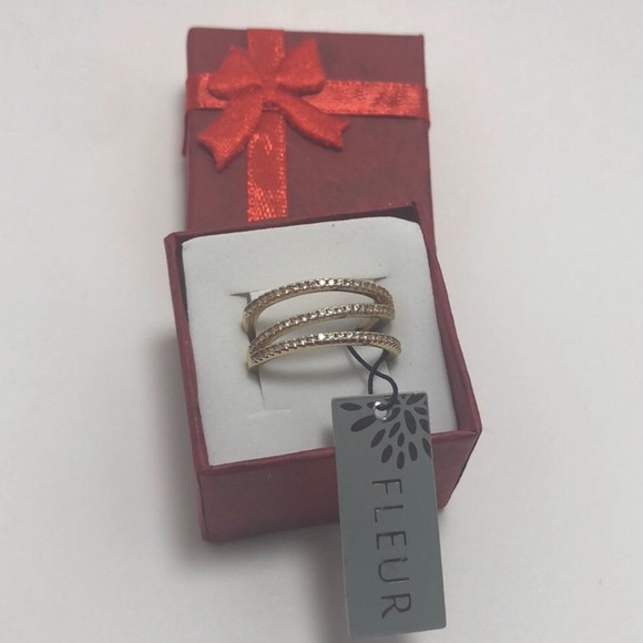 Fleur Gold Plated Cubic Zirconia Ring - Picture 9 of 10